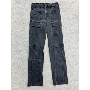 Hidden Los Angeles Cargo Pants Black Straight Leg Utility / Women's 28